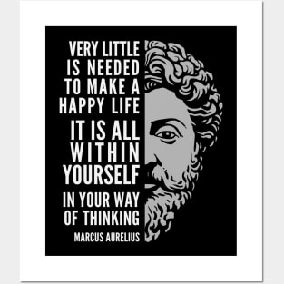 Marcus Aurelius Quote: A Happy Life Posters and Art